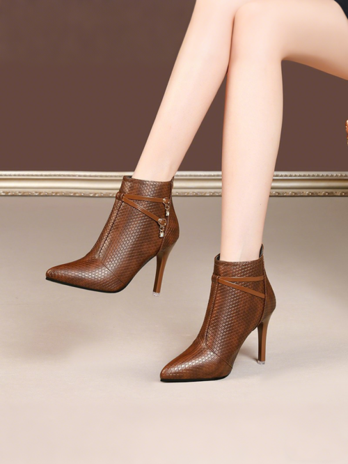 Stylish Pointed-Toe Ankle Boots with High Heels for Women